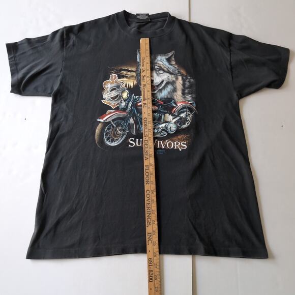 VTG 1989 3D Emblem Harley Davidson T Shirt XL Single Stitch 80s Survivors Wolf - Picture 8 of 10